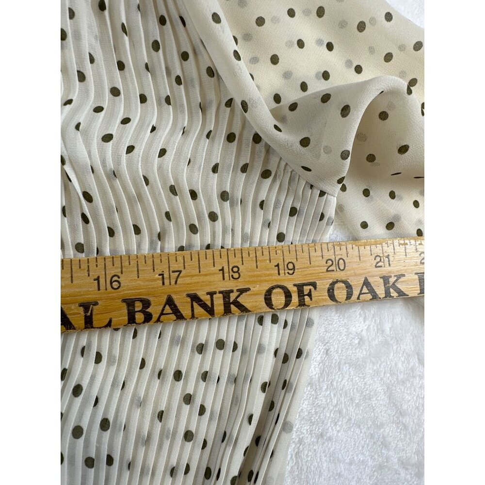 Club Monaco Womens Dress Pleated Polka Dot 3/4 Sleeves Ivory Sheer Dress Size S - Picture 7 of 15